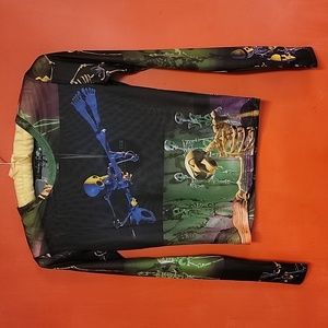 Dolls Kill Long sleeves Mesh Top with Skeletons Size S
